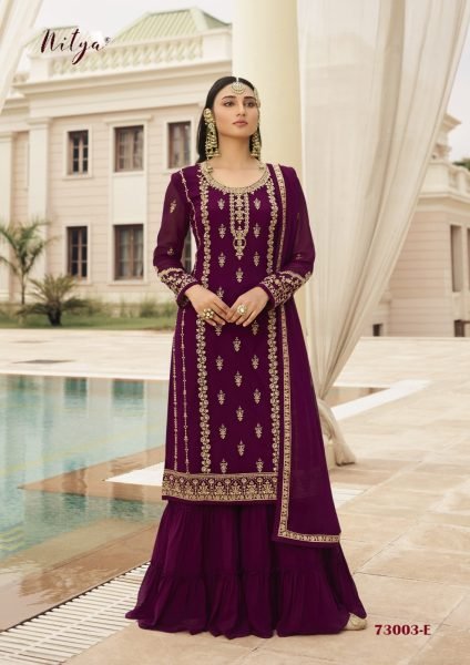  LT Nitya - 73003 Georgette WIth Sequnse Work Plazzo Suit Designer Plazzo Salwar Suits Wholesale