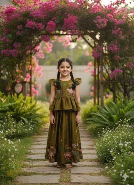 Lustrous Space Silk Lehenga Choli with Colorful Thread Embroidery Work for Exporters Girls Wear