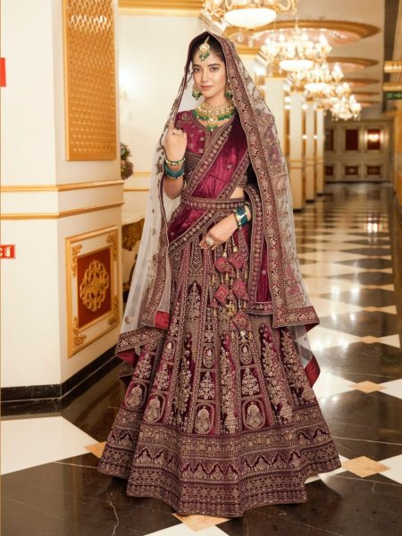 Luxurious Bridal Special Lycra Velvet Lehenga Choli With Double Dupatta   Lehenga