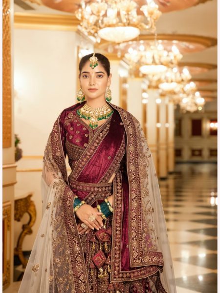 Luxurious Bridal Special Lycra Velvet Lehenga Choli With Double Dupatta  Bridal Lehenga Choli