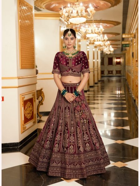 Luxurious Bridal Special Lycra Velvet Lehenga Choli With Double Dupatta  Bridal Lehenga Choli