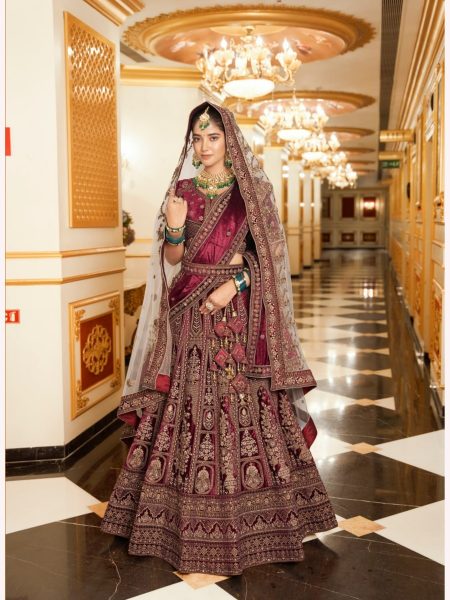 Luxurious Bridal Special Lycra Velvet Lehenga Choli With Double Dupatta  Bridal Lehenga Choli