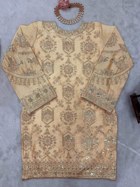 Luxurious Chinon Silk Embroidered Plazzo Suit with Stylish Full Sleeves, Thread and Sequence Work, Fully Stitched Plazzo, and Organza Dupatta for Part Ready To Wear Collection