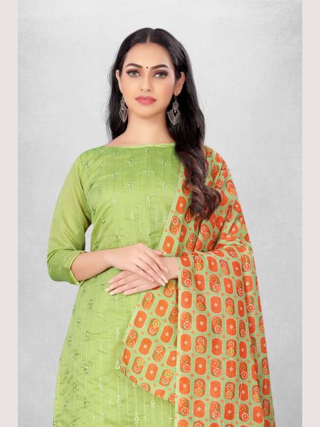 Luxurious Green Color Chanderi Dress Material Collection At Wholesale Rate Color Set Matching Dress Material Wholesale