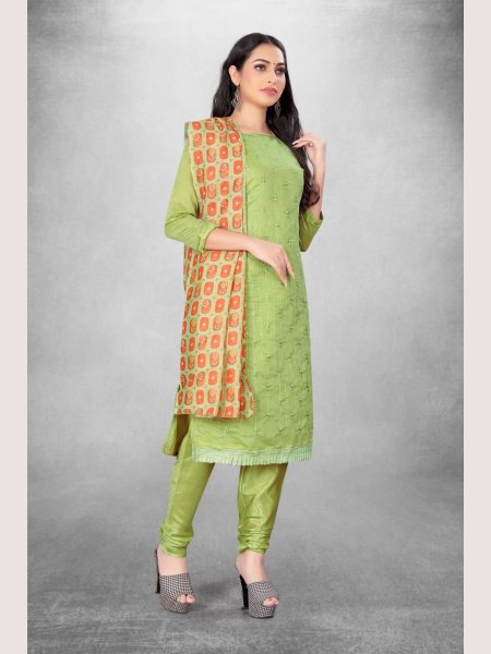 Luxurious Green Color Chanderi Dress Material Collection At Wholesale Rate Color Set Matching Dress Material Wholesale