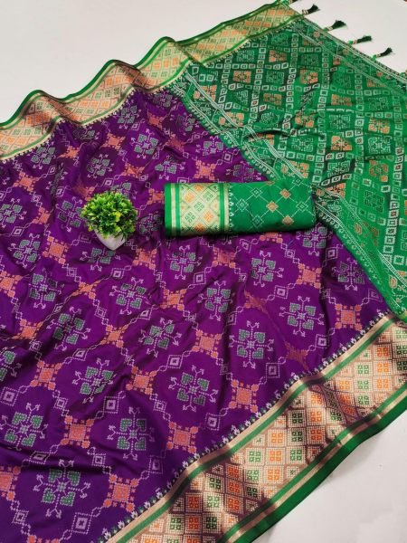Luxurious Meenakari Patola Silk Saree with Floral &  Animal Motifs Wedding Ready Masterpiece Patola Silk Sarees Wholesale