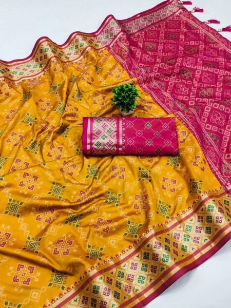 Luxurious Meenakari Patola Silk Saree with Floral &  Animal Motifs Wedding Ready Masterpiece Patola Silk Sarees Wholesale