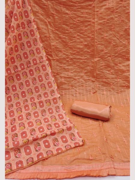 Luxurious Orange Color Chanderi Dress Material Collection At Wholesale Rate Color Set Matching Dress Material Wholesale