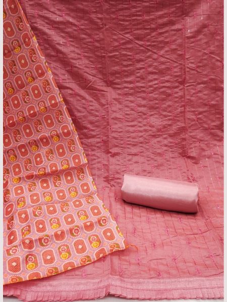 Luxurious Pink Color Chanderi Dress Material Collection At Wholesale Rate Color Set Matching Dress Material Wholesale