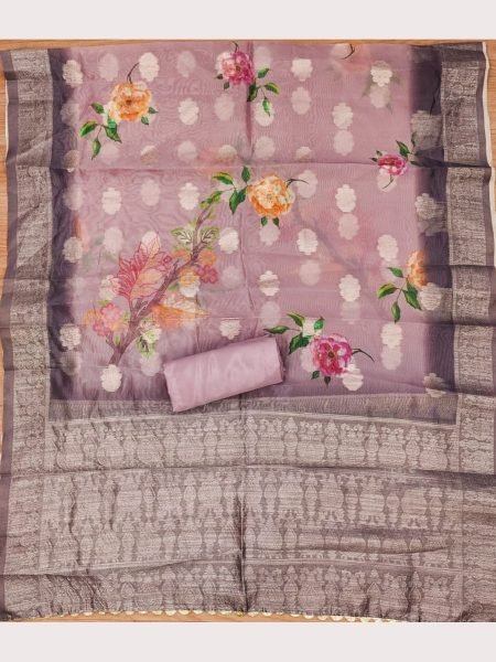 Luxurious Pink Color Roman Silk Dress Materials Collection With Digital Print Dupatta Color Set Matching Dress Material Wholesale