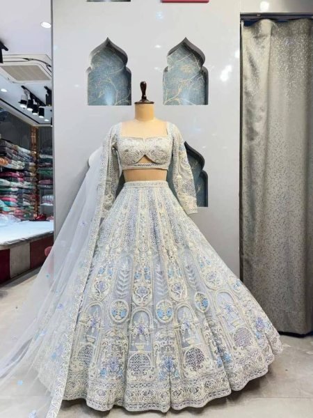 Luxury 2025 Designer Lehenga Choli Set Butterfly Net Georgette Lehenga Choli with Heavy Coding Real Mirror Work Wedding Reception Wear Best Whol 