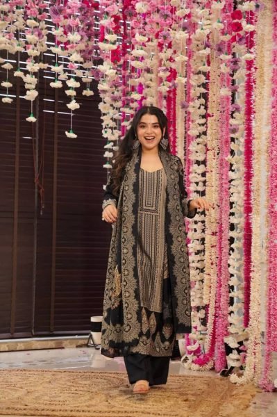 Luxury Black Straight Cut Kurti  with Dupatta for Parties   Festive Wear   Straight Cut Long Kurtis