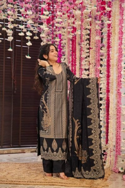 Luxury Black Straight Cut Kurti  with Dupatta for Parties   Festive Wear   Straight Cut Long Kurtis