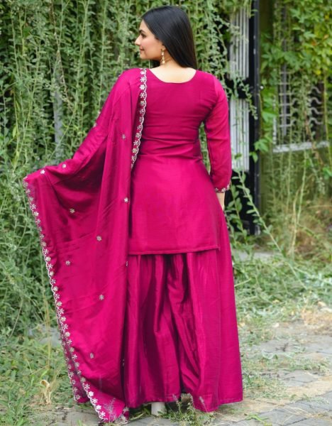 Luxury Embroidered Chinnon Silk Set Fully Stitched   Ready to Wear Ready To Wear Collection