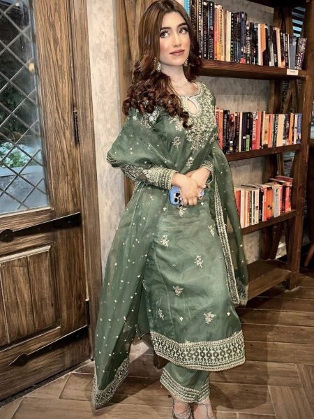 Luxury Embroidered Organza Silk Kurti Set with Palazzo & Fancy Dupatta Ready for Celebrations 