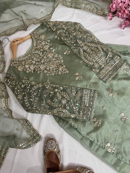 Luxury Embroidered Organza Silk Kurti Set with Palazzo & Fancy Dupatta Ready for Celebrations Ready To Wear Collection