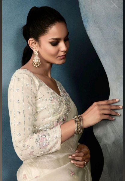 Luxury Gold Crushed Saree with Sequin Thread Work &  Mirror Blouse Party Perfect Bollywood Fancy Sarees Wholesale