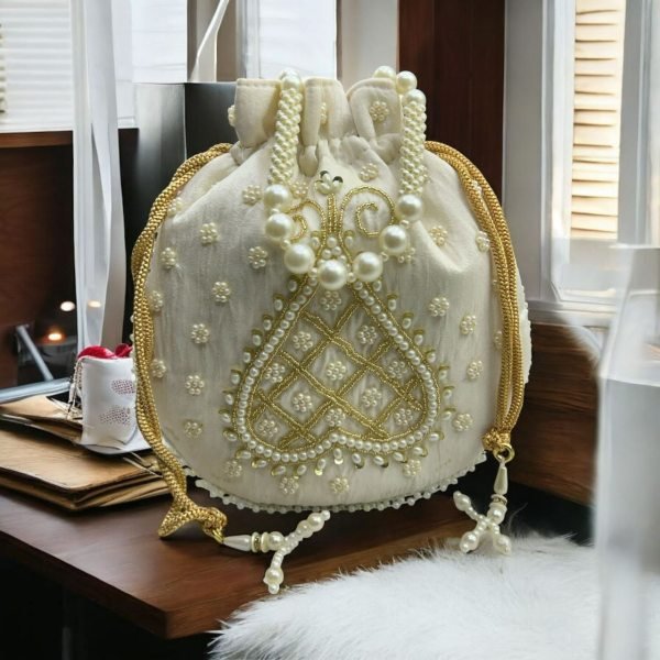 Luxury Pearl Potli Bag Elegant Handcrafted Clutch for Weddings , Gifting  & Parties Fashion Accessories Wholesale