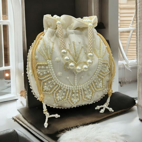 Luxury Pearl Potli Bag Elegant Handcrafted Clutch for Weddings , Gifting  & Parties Fashion Accessories Wholesale