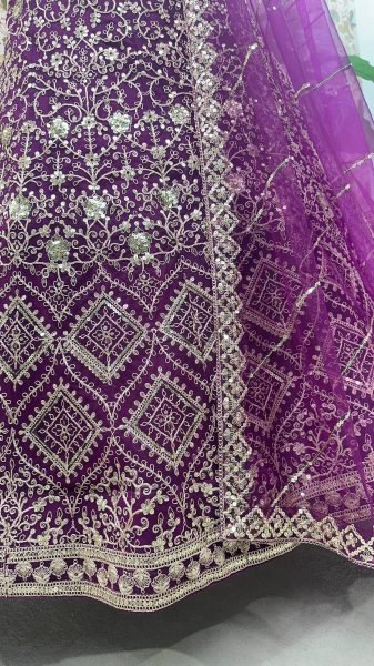 Luxury Purple Bridal Net Lehenga Choli with Cancan Perfect for Wedding Functions Designer Lehenga Choli