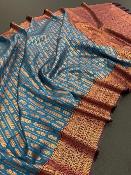 Luxury South Silk Kanjivaram Saree with Heavy Zari Woven Pallu & Blouse Banarasi Saree Wholesale