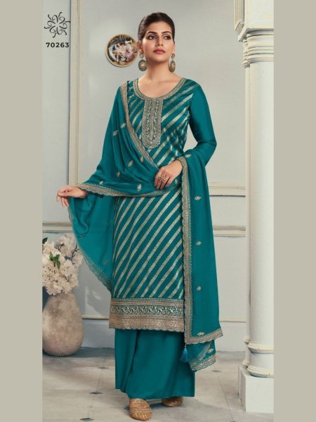 Luxury Unstitched Suit Material Embroidery Work with Rangoli Dupatta Set Embroidery Suits Wholesale