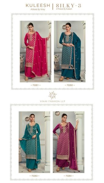 Luxury Unstitched Suit Material Embroidery Work with Rangoli Dupatta Set Embroidery Suits Wholesale