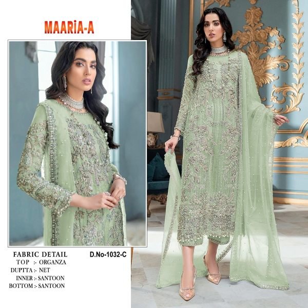 MAARIA- 1032 Heavy Orgenza With Multi Thread & Jari With Sequence Embroidery Pakisatani Salwar Suit Pakistani Suits Wholesale