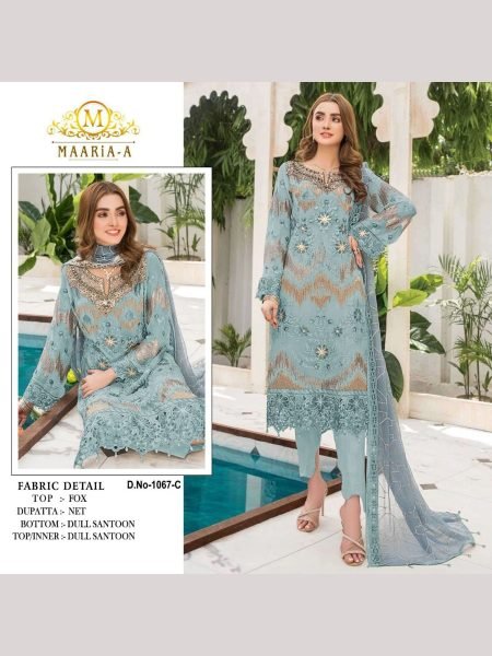 Maaria-a  Fox Georgette Embroidery Work Salwar Suit  Pakistani Suits Wholesale