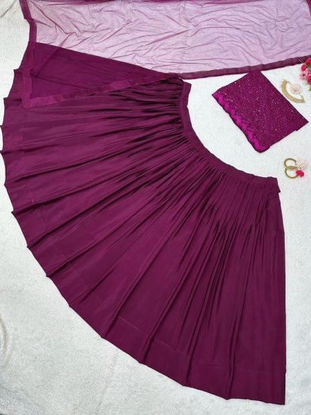 Magenta chinon Lehngha choli with Dupata Designer Lehenga Choli
