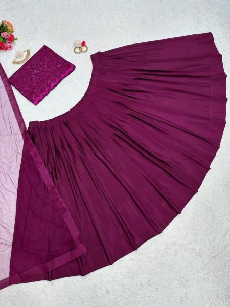 Magenta chinon Lehngha choli with Dupata Designer Lehenga Choli