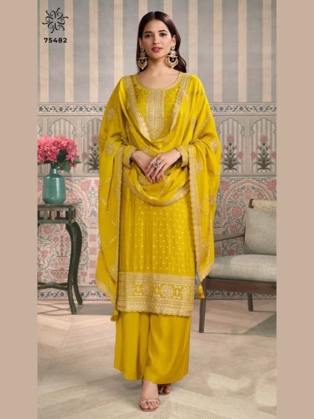 Magnificent Design No 75482 from Kuleesh Catalog By Vinay Designer for Reseller  Embroidery Suits Wholesale