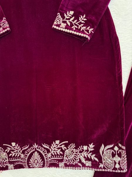 Majestic Velvet Embroidered Sharara Suit with Pearl Work Dupatta for Resellers and Exporters Ready To Wear Collection