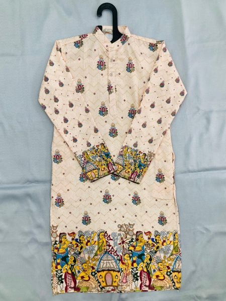 Mandarin Collar Kurta for Men in Soft Cotton with Rich Digital & Sequin Detailing Outfit Kurta Pajama Wholesale
