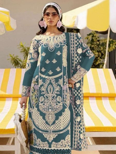 Maria Designer Semi Stitch Georgette Suit with Moti and Embroidery Work Partywear Catalog Pakistani Suits Wholesale