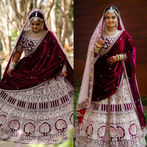 Maroon Colour Velevt Bridal Lehenga Choli  Bridal Lehenga Choli