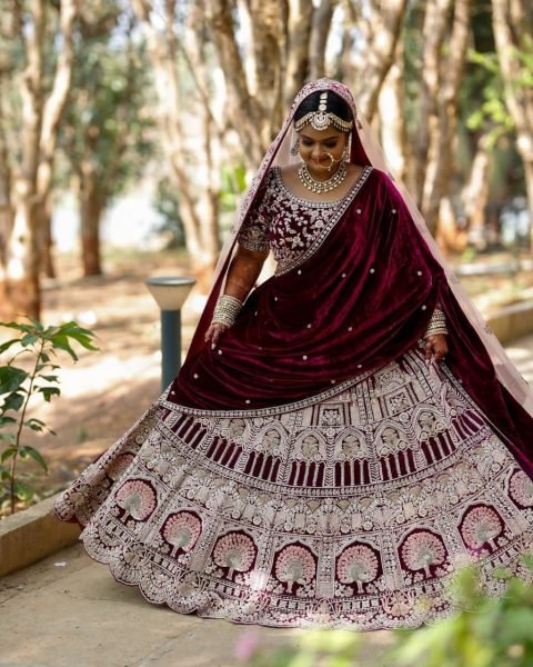 Maroon Colour Velevt Bridal Lehenga Choli  Bridal Lehenga Choli