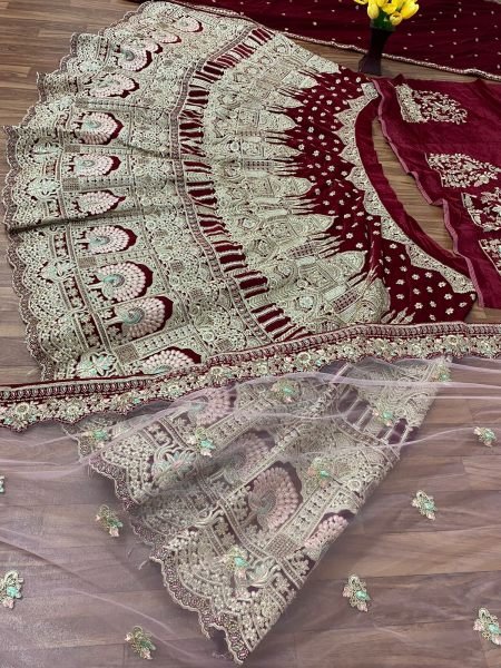 Maroon Colour Velevt Bridal Lehenga Choli  Bridal Lehenga Choli