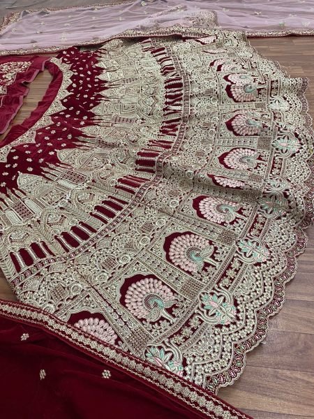 Maroon Colour Velevt Bridal Lehenga Choli  Bridal Lehenga Choli