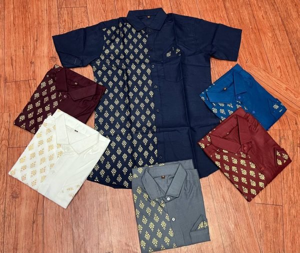 Fancy Cotton Foil Printed Shirts Wine Color Combo for Father & Son Father Son Collection 
