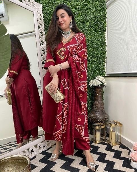 Maroon Magic 3pc Kurti Set Elegant Party Look with Statement Dupatta 3 Piece Kurti Set