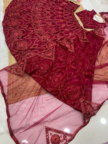 Maroon  Premium Soft Net  Latest Designer Lehenga Collection Designer Lehenga Choli