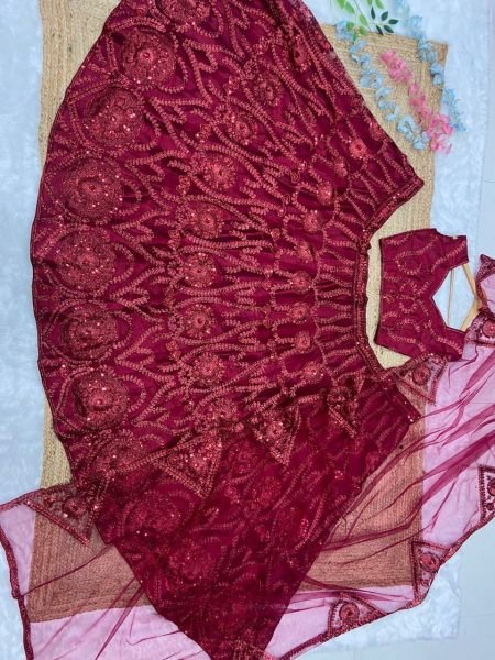 Maroon  Premium Soft Net  Latest Designer Lehenga Collection Designer Lehenga Choli