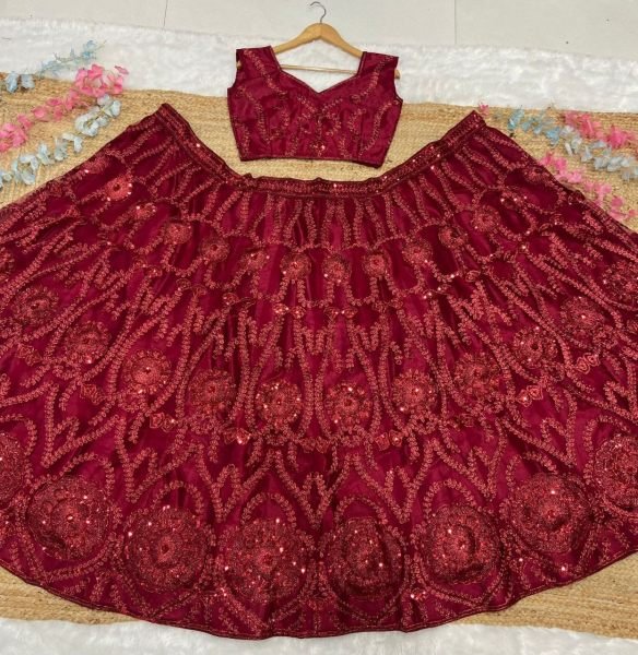 Maroon  Premium Soft Net  Latest Designer Lehenga Collection Designer Lehenga Choli