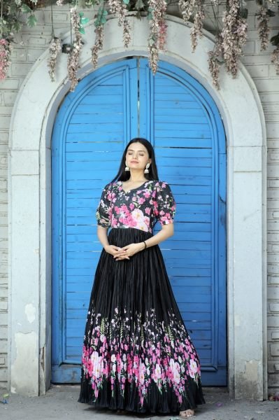  Maslin  With rich digital Print designer gowns Anarkali Kurtis 