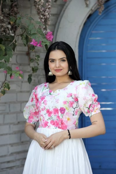  Maslin  With rich digital Print designer gowns Anarkali Kurtis 