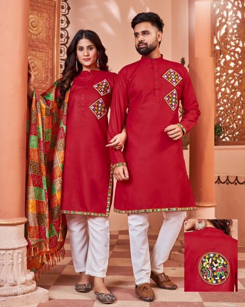 Matching Navratri Twinning  Cotton  With Embroidery    Stylish Pattern  Couple Collection  Couple Combo collection 