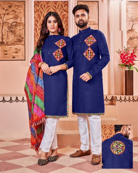 Matching Navratri Twinning  Cotton  With Embroidery    Stylish Pattern  Couple Collection  Couple Combo collection 