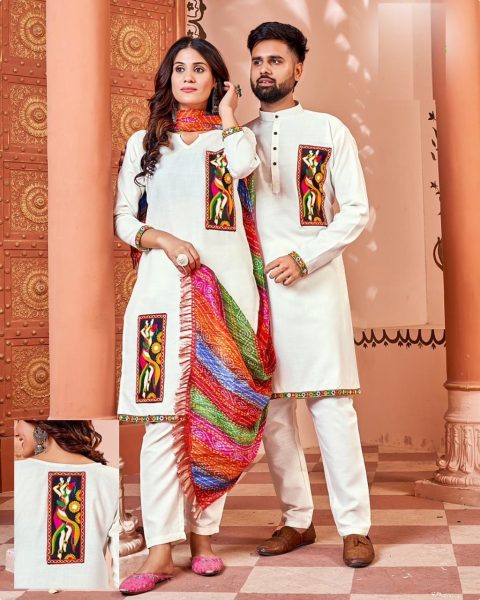 Matching Navratri Twinning  Cotton  With Embroidery    Stylish Pattern  Couple Collection  Couple Combo collection 