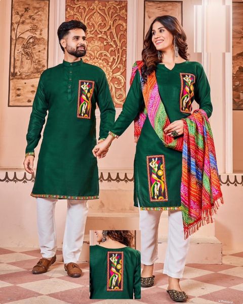 Matching Navratri Twinning  Cotton  With Embroidery    Stylish Pattern  Couple Collection  Couple Combo collection 